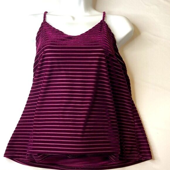 HUMMINGBIRD Striped Velour Flowy Camisole Top, Pink - Picture 4 of 8